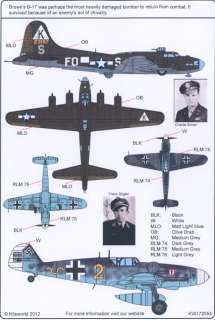   Decals 1/72 B 17F FLYING FORTESS YE OLDE PUB 379th BG & Me 109G JG 27