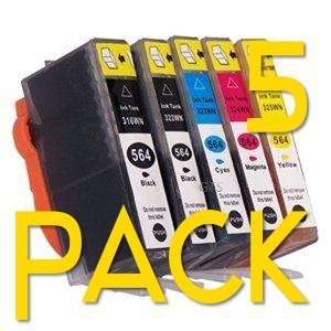   HP Five (5) 564 / 564 XL Compatible Ink Cartridges Combo Electronics