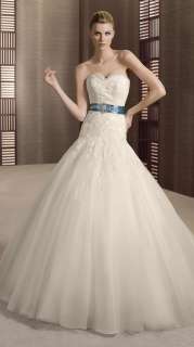 2012 New Design Bule Belt Removeable Beads Wedding Dress Bridal 