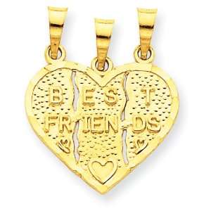  14k Gold 3 piece Break apart Best Friends Charm Jewelry