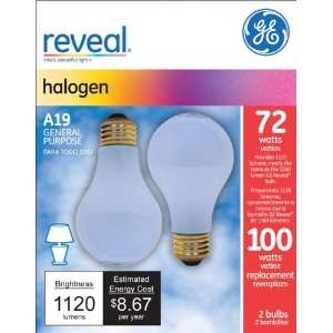  G.E. Lighting 63009 Reveal A19 Halogen Bulb, 72 Watt 1120 