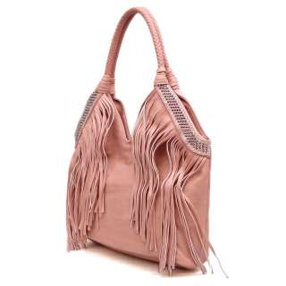 Fringe Pink Urban Leather Lk Handbag Purse Tote Anthropologie Earrings 