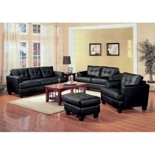  3 PCs Black Classic Leather Sofa, Loveseat, and Chair Set