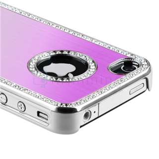 Purple Luxury Bling Diamond Aluminium Hard Case+PRIVACY Filter for 
