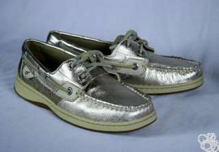 SPERRY Top Sider Bluefish 2 Eye Platinum Womens Loafers Boat Shoes New 