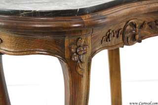 Antique Louis XV Solid Walnut Marble Top End Table  