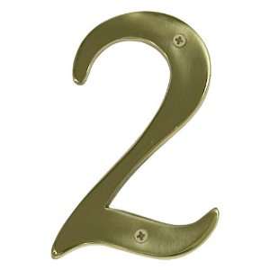 10 Solid Brass House Number 2   Polished & Lacquered 