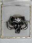 Funkky Silver Tone Scream Skull Horns Gothic Adjustable Ring 4d 13