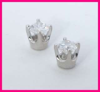 14k White Gold Round Diamond Solitaire Stud Earrings .44ct  