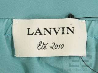 Lanvin Ete 2010 Sky Blue Silk Ruffled Long Strapless Gown Size 42 