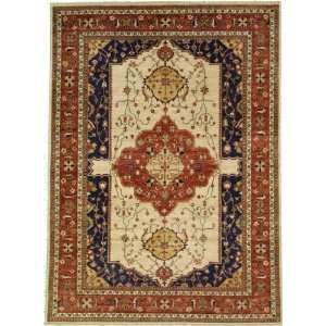  82 x 113 Ivory Hand Knotted Wool Ziegler Rug