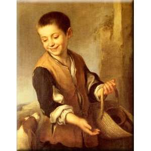   Dog And Basket 23x30 Streched Canvas Art by Murillo, Bartolome Esteban