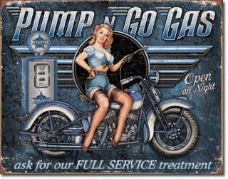 Pump n Go Gas Full Service Man Cave Dorm Bar Tin Sign  