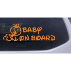  8.5in X 3in Orange    Baby On Board (Girl) Car Window Wall 