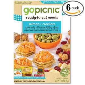 GoPicnic Ready to Eat Meals, Salmon + Crackers, 4.3 Ounce Boxes (Pack 