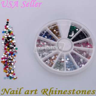1800 Pcs 2.0mm Flower Shape Nail Art Rhinestones Glitters Wheel  