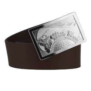  The White Ball Mens Platinum Champion Buckle with Genuine 
