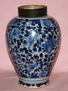 18th Century Delft Blue and White Vase. 11.5 ins height  