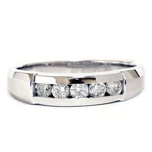  REAL MENS .50CT DIAMOND CHANNEL SET VINTAGE WEDDING RING 