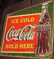 RETRO VINTAGE 1923 Ice Cold COKE Sold Here COCA COLA BOTTLE TIN SIGN 