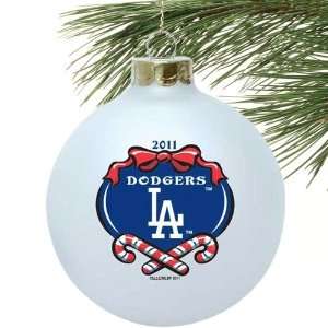  L.A. Dodgers 2011 White Glass Ornament