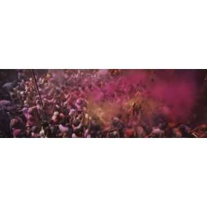  People Celebrating Holi, Braj, Mathura, Uttar Pradesh 