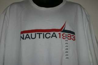 Mens Nautica 1983 Red Blue Logo Graphic Crew Neck Cotton T Shirt 