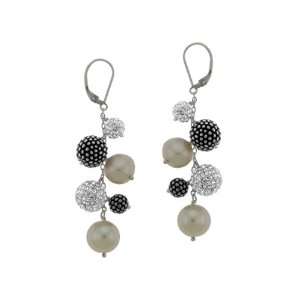 Aya Azrielant Pearl Earrings with White and Black Spheres in Sterling 