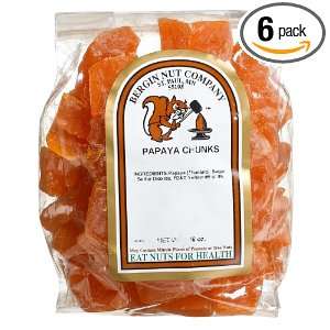 Bergin Nut Company Papaya Chunks, 16 Ounce Bags (Pack of 6)  