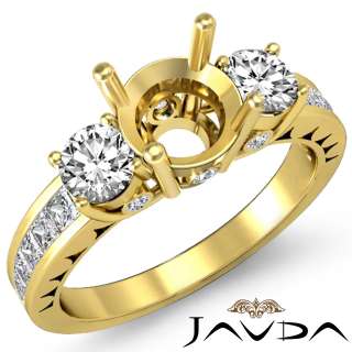 25Ct Round 3 Stone Diamond Engagement Ring Setting YG  