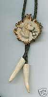 DOG YELLOW LAB DUCK HUNTING ANTLER BURR BOLO TIE  