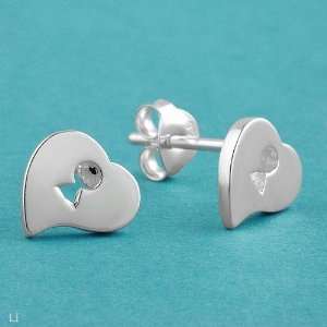 Stylish Heart Earrings in 925 Sterling silver Length 8.0mm 