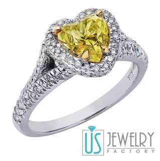 15ct Light Yellow Brilliant Heart Cut Diamond Engagement Ring 18k 