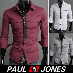 Handsome, Mens Casual Button Shirts Formal Shirt/Casual Patched Dress 