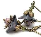 Earrings Black Vintage Flower Purple Glass Dangle Rose Antiqued Golden 