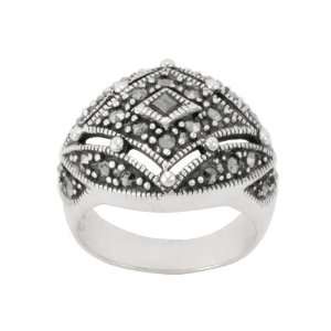  Sterling Silver Marcasite Domed Ring, Size 5 Jewelry