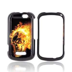  Flaming Skull on Black Hard Plastic Case Cover For 