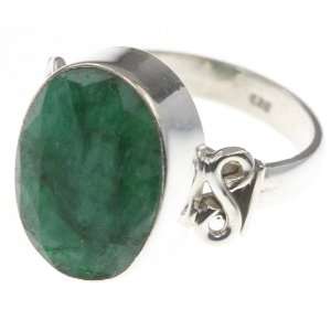    925 Sterling Silver Created EMERALD Ring, Size 7.25, 5.99g Jewelry