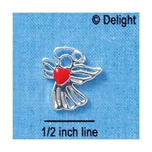  C1549* ctlf   Lined Angel with Red Heart   Silver Plated 