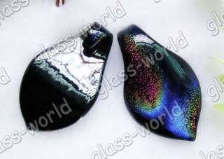 8PCS 35*60MM Dichroic Foil Murano Glass Pendants FREE  