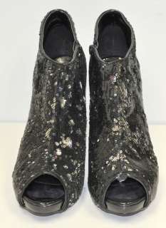 FAHRENHEIT Yama Black Sequin Open toe Bootie Shoes 5.5  