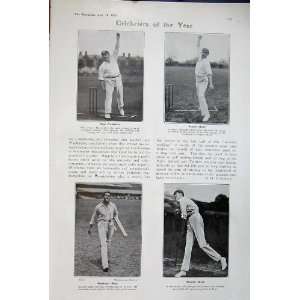   1906 Cricket Sport Hirst Fielder Woolley Hutchings Men