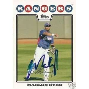  Marlon Byrd Signed Texas Rangers 2008 Topps Card 