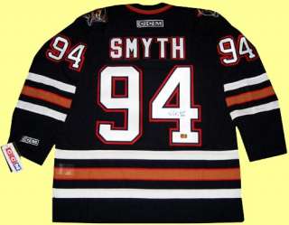Edmonton Oilers jersey autographed by Ryan Smyth. The jersey is semi 