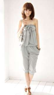 Fashion Leisure Bowknot Sleeveless Jumpsuits Grey HOT  