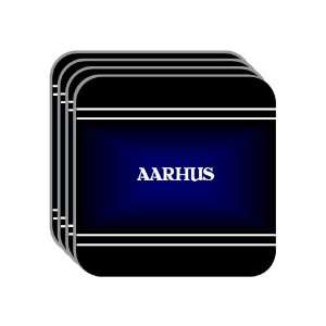 Personal Name Gift   AARHUS Set of 4 Mini Mousepad Coasters (black 