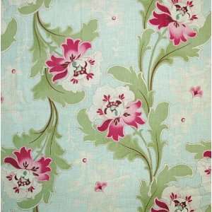  45 Wide Empress Woo Peonies Lt.Green Fabric By The Yard 