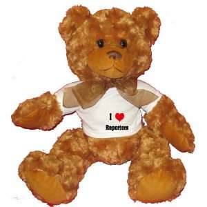  I Love/Heart Reporters Plush Teddy Bear with WHITE T Shirt 