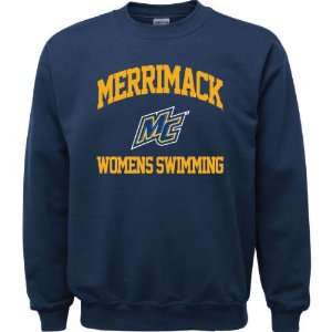  Merrimack Warriors Navy Womens Swimming Arch Crewneck 