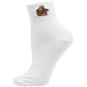  LSU Tigers Ladies White Rhinestone Ankle Socks